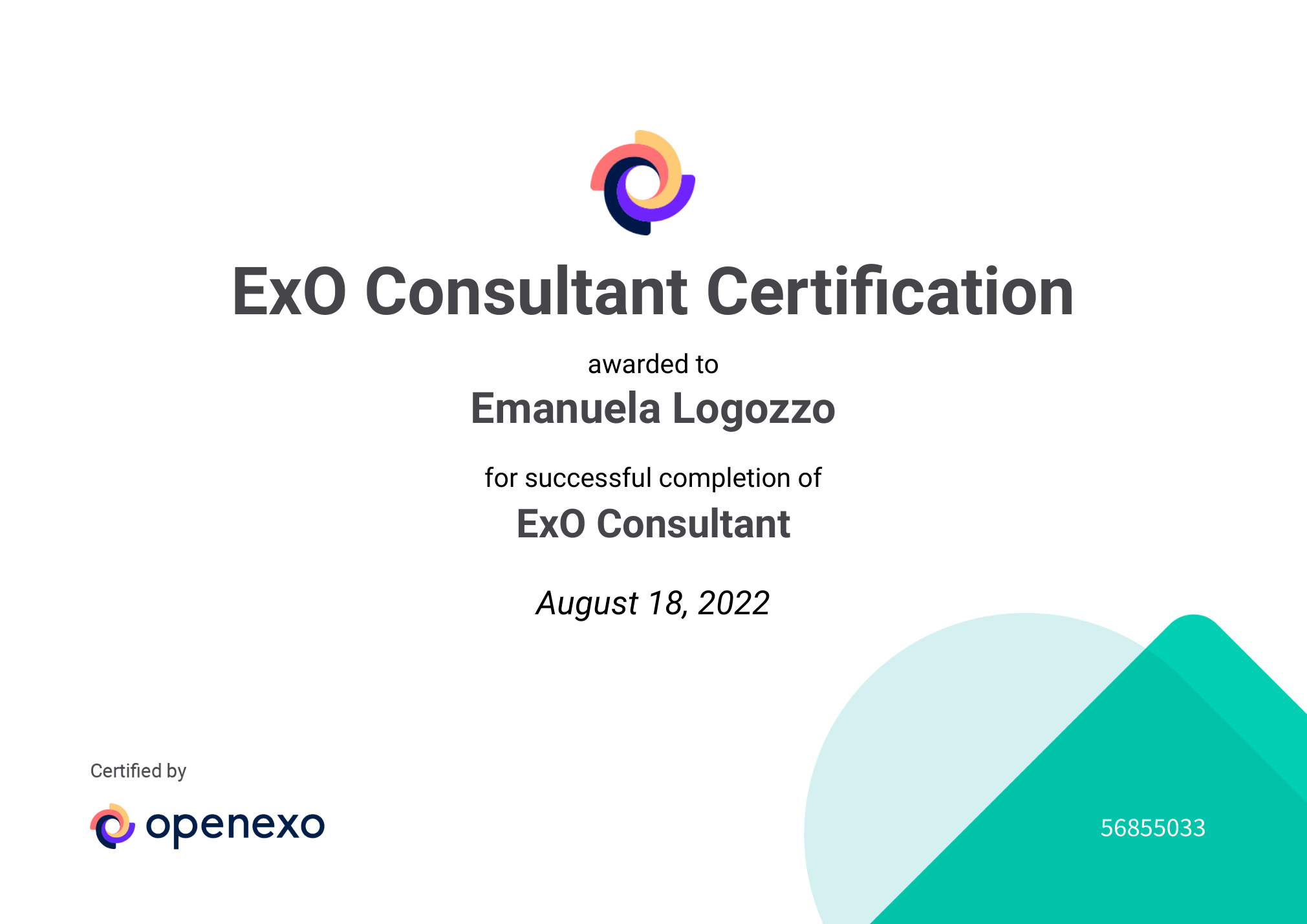 Anteprima certificato ExO Consultant